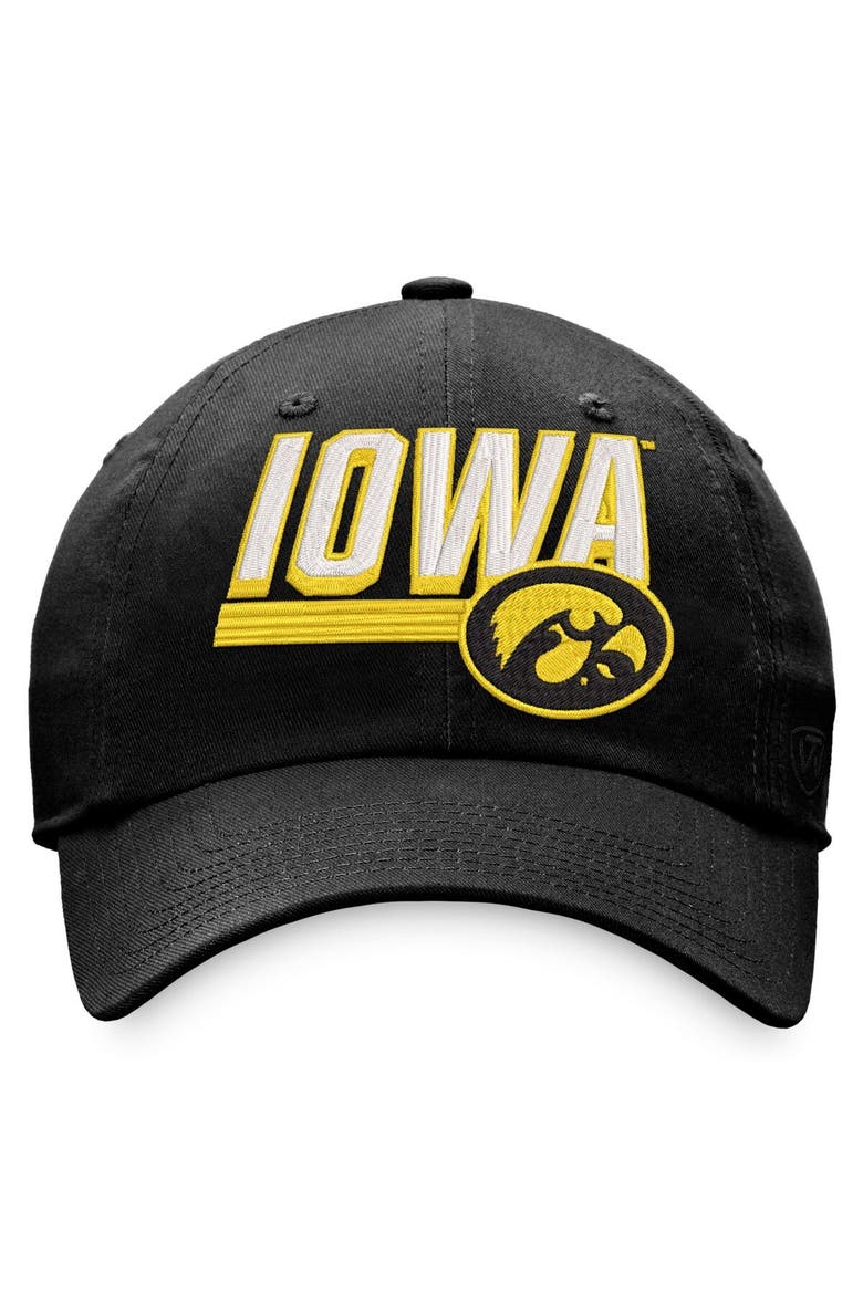 Men's Top of the World Black Iowa Hawkeyes Slice Adjustable Hat, Alternate, color, Red