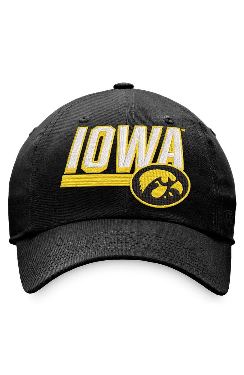 TOP OF THE WORLD Men's Top of the World Black Iowa Hawkeyes Slice Adjustable Hat, Alternate, color, Red