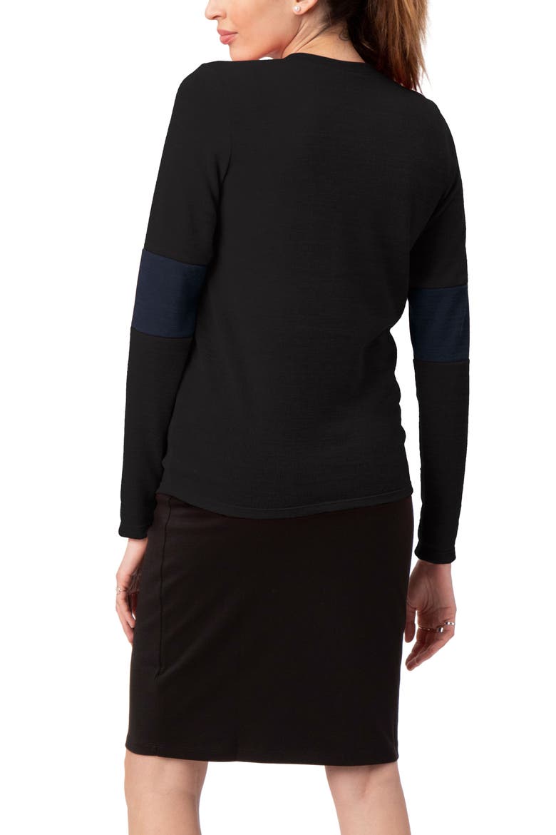 Contrast Elbow Maternity Sweater, Alternate, color, BLACK