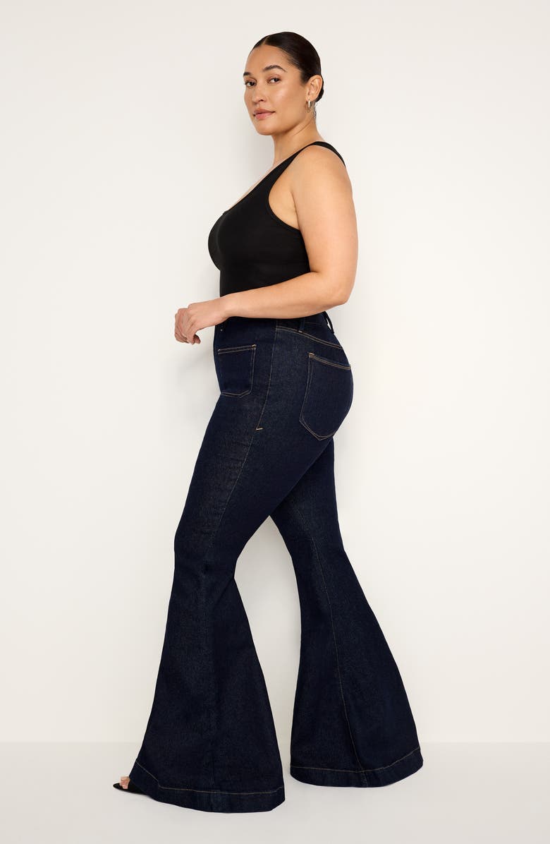 Good American Good Waist Super High Waist Super Flare Jeans, Alternate, color, Indigo716