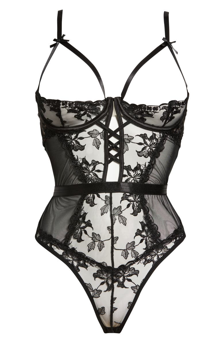 Oh La La Cheri Embroidered Open Cup Teddy, Main, color, 