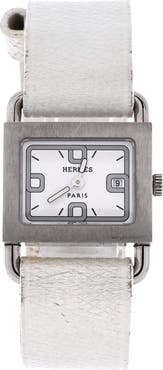 Pre-Owned Hermes Barenia Quartz Watch Stainless Steel and Leather 21