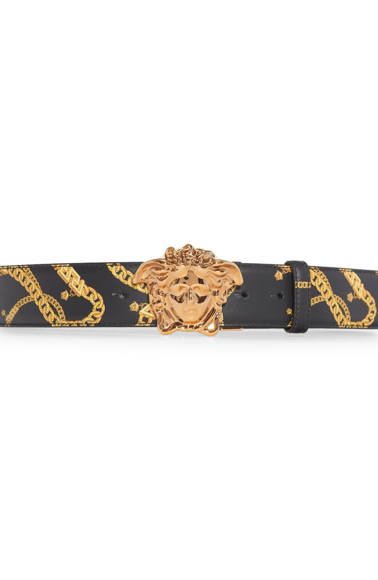 Versace Medusa Buckle Reversible Leather Belt, Alternate, color,