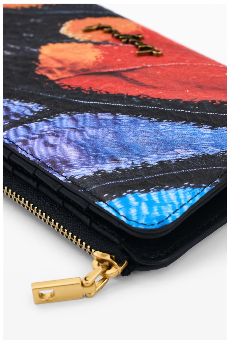 Feather Print Medium Wallet, Alternate, color, MULTI