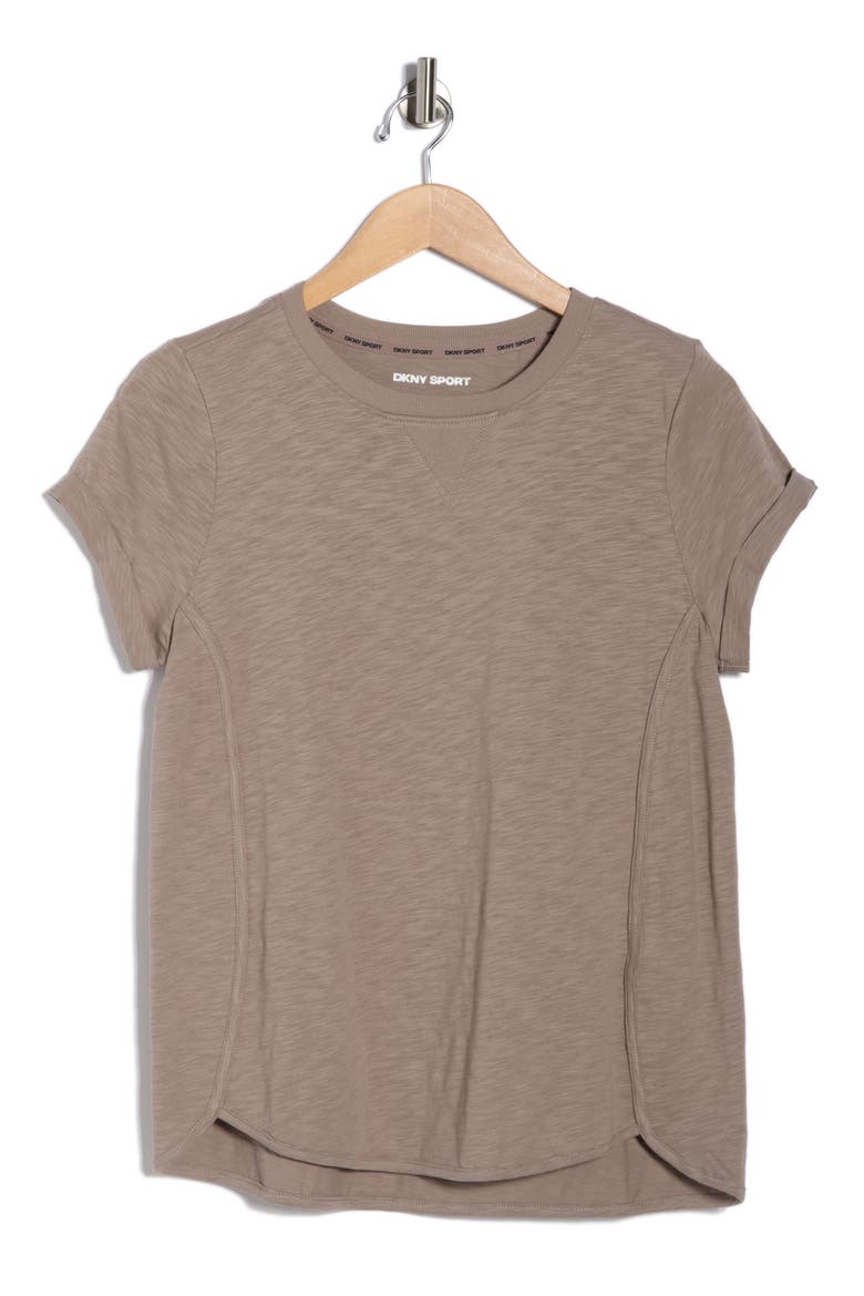 Roll Sleeve Cotton Blend T-Shirt, Alternate, color, MUSHROOM