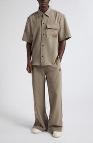 AMIRI Logo Patch Short Sleeve Stretch Cady Button-Up Shirt