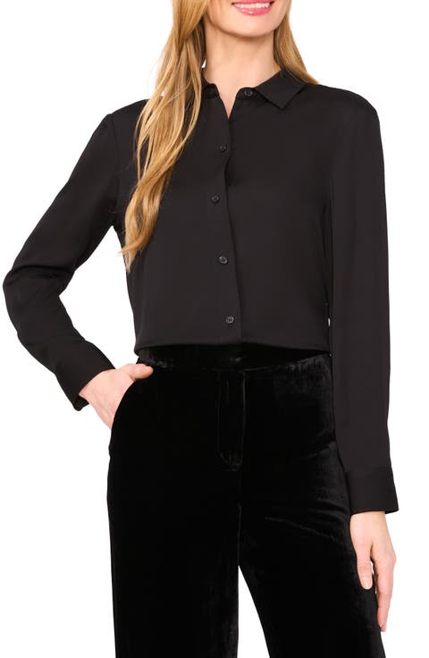 Long Sleeve Georgette Button-Up Shirt