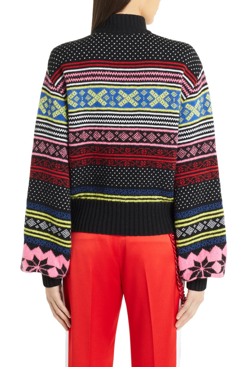 Fair Isle Wool Blend Sweater, Alternate, color, BLACK