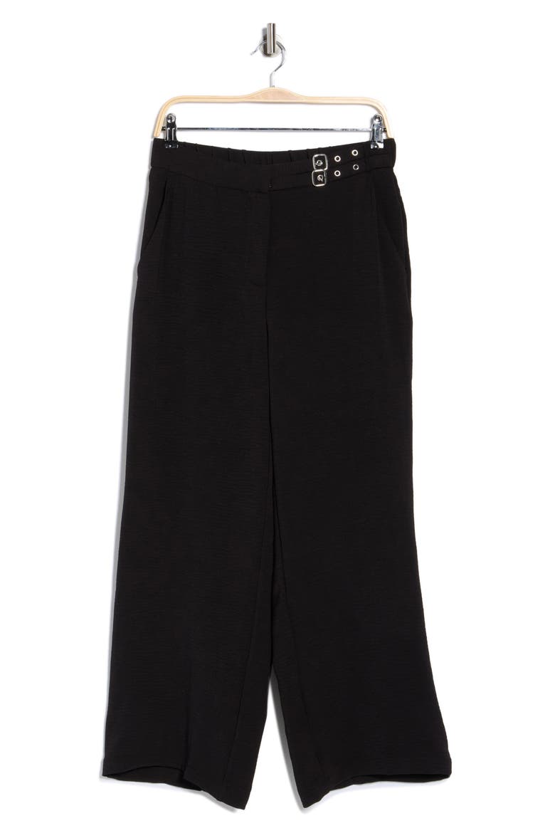 Side Belted Airflow Wide Leg Pants, Alternate, color, BLACK