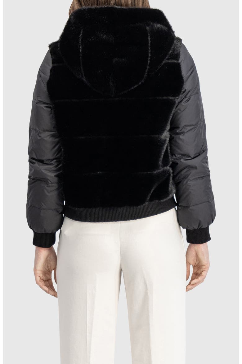 Fur-Free Mink (Faux Fur) Jacket With Hood, Alternate, color, BLACK/BLACK