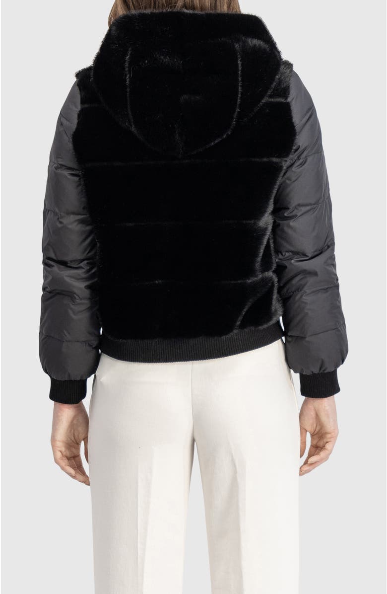 Lyla Grant Fur-Free Mink (Faux Fur) Jacket With Hood, Alternate, color, Black/Black