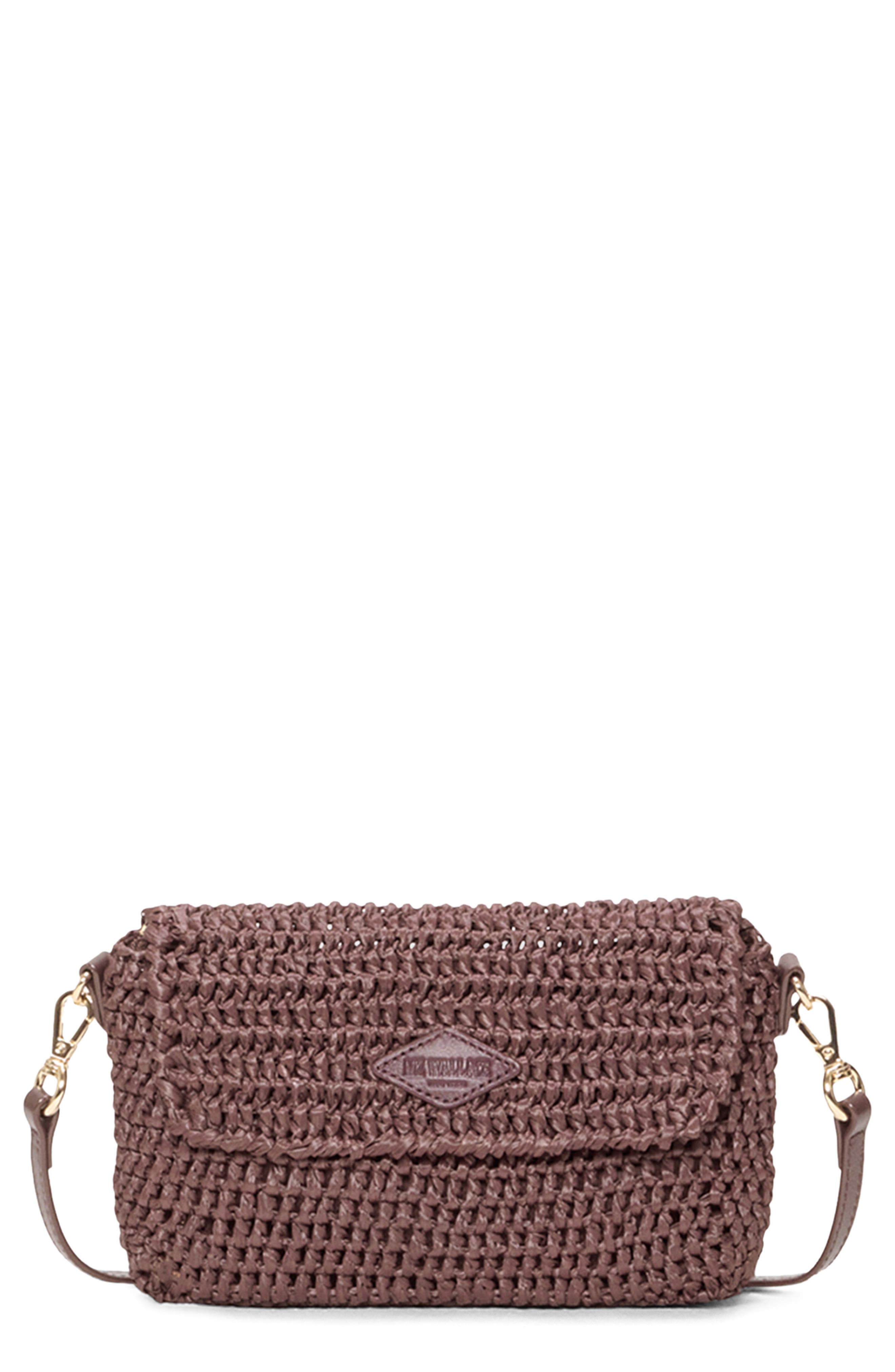 MZ Wallace Convertible Crochet Crossbody Bag, Main, color, Brown Crochet