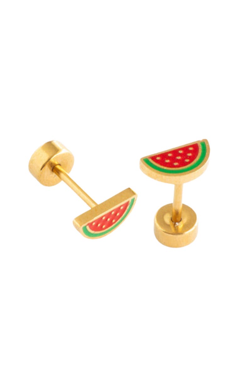 Watermelon Stud Earrings, Alternate, color, Pink
