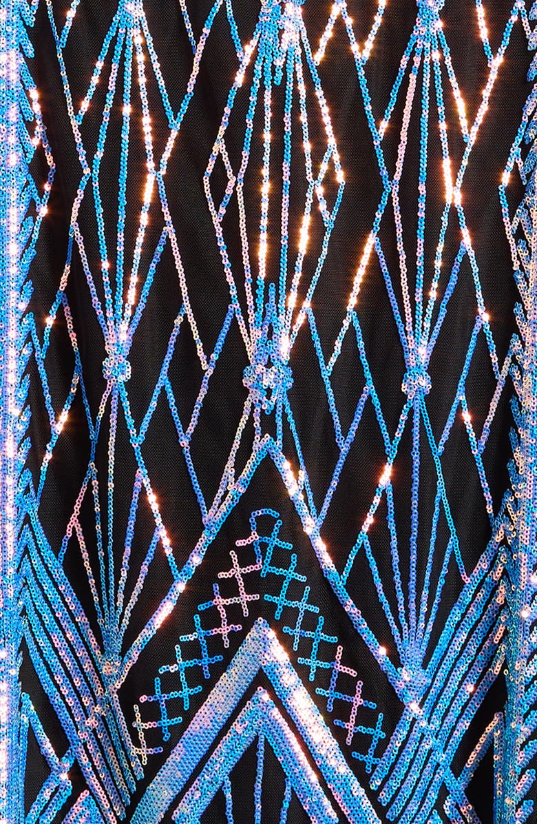 LOVE, NICKIE LEW Kids' Print Sequin Maxi Dress, Alternate, color,