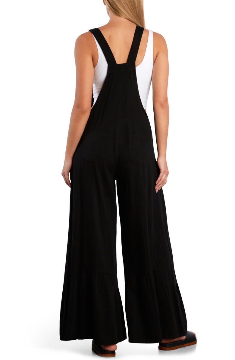 Billy T Butterfly Ruffle Leg Cotton Blend Overalls, Alternate, color, Caviar