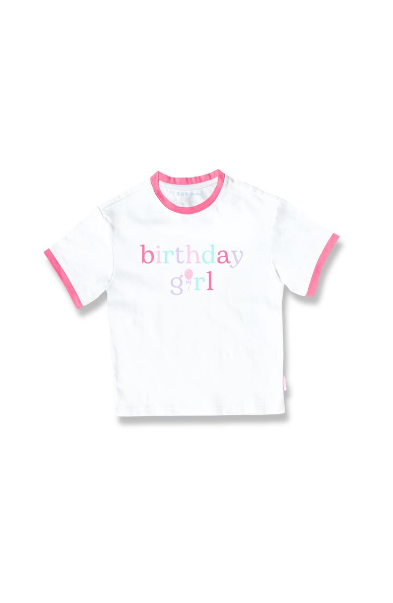 Bits & Bows Birthday Girl T-Shirt, Main, color, White/Pink