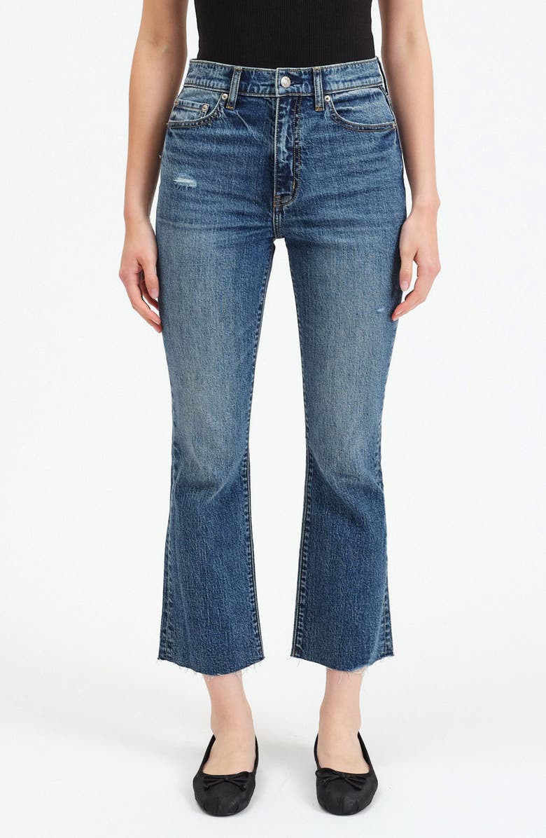 DAZE Shy Girl Raw Edge Kick Flare Crop Jeans, Main, color, 