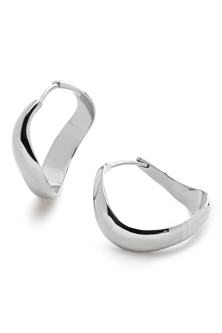 Medium Swirl Hoop Earrings, Main, color, STERLING SILVER
