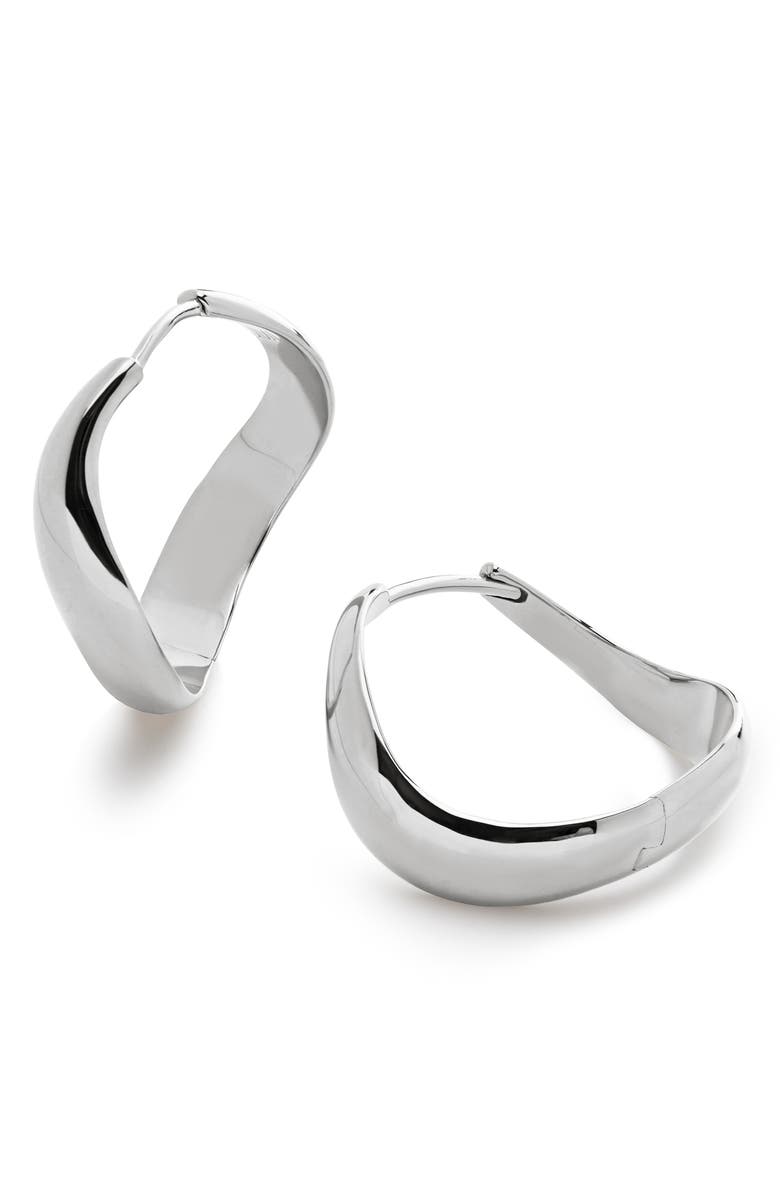 Monica Vinader Medium Swirl Hoop Earrings, Main, color, Sterling Silver