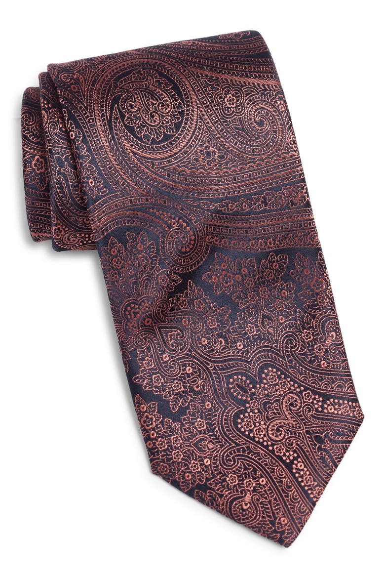 Paisley Silk Tie, Main, color, PINK