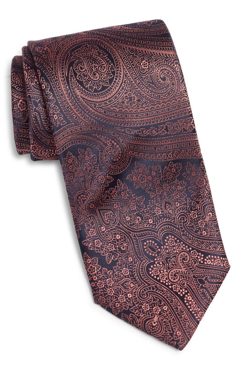 Canali Paisley Silk Tie, Main, color, Pink