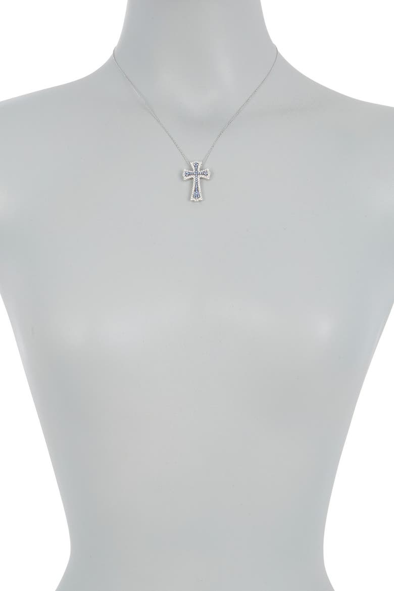 Sterling Silver Blue Sapphire Pendant Necklace, Alternate, color, BLUE
