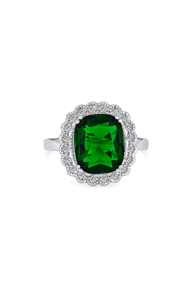 Art Deco CZ Halo Ring, Alternate, color, GREEN