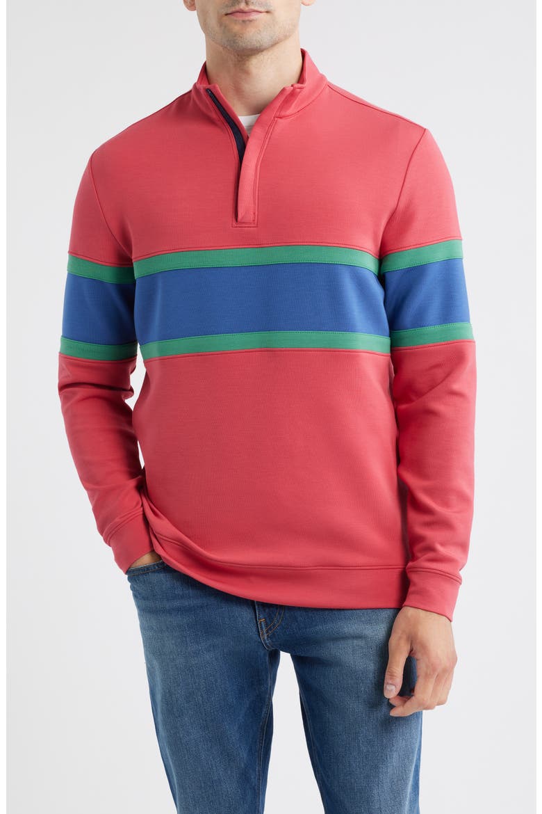 Owen Chest Stripe Golf Quarter Zip, Main, color, RED