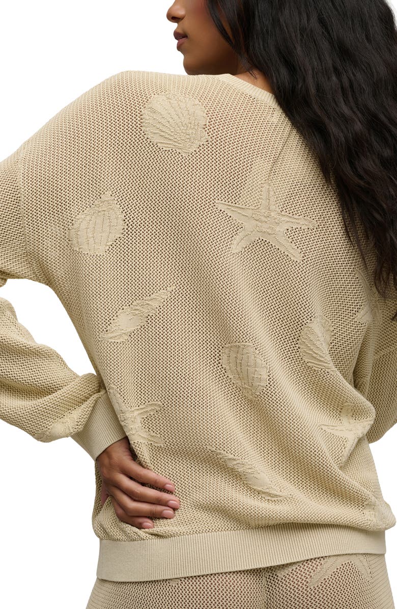 Barefoot Dreams<sup>®</sup> Shell Relaxed Fit Semisheer Cotton Sweater, Alternate, color, Stone