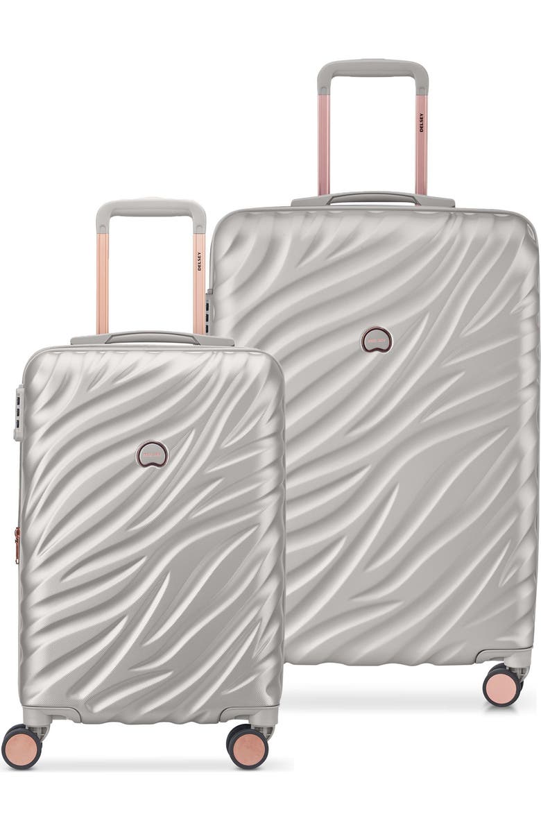 Delsey Paris Alexis Hardside 2-Piece (21"/25") Expandable Spinner Luggage Set, Main, color, Platinum/Rose Gold