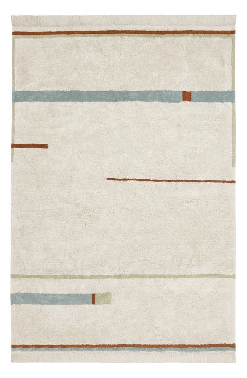 Lane Fringe Trim Washable Cotton Blend Rug