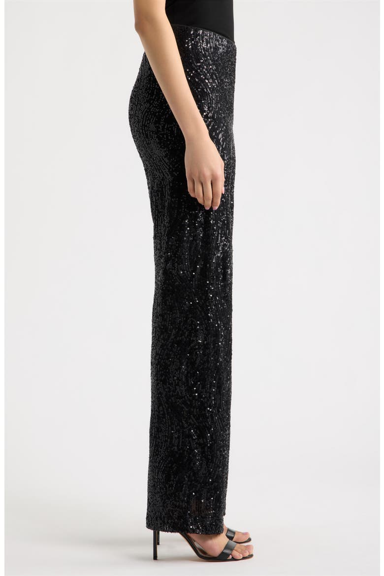 Hollywood Waist Wide Leg Sequin Pants, Alternate, color, ANNE BLACK