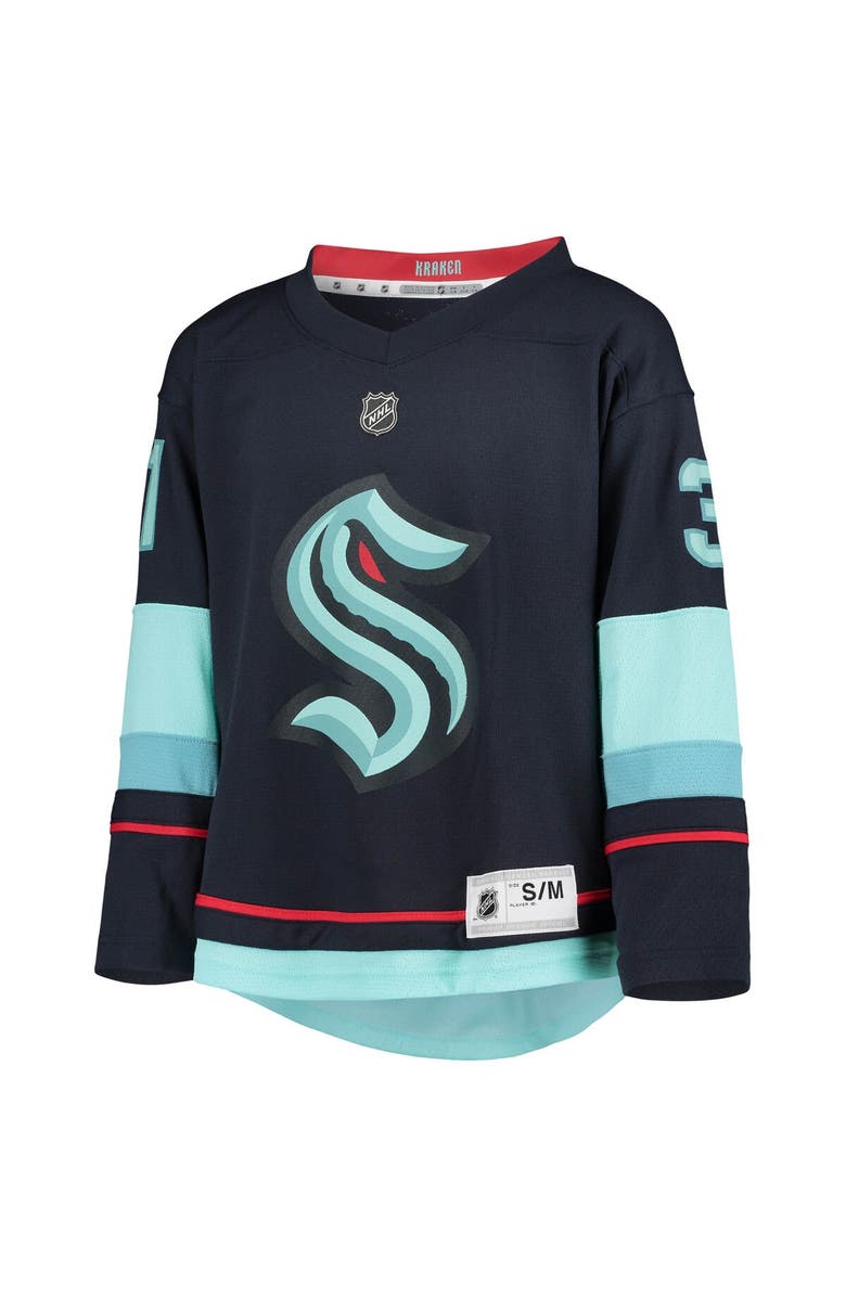 Outerstuff Youth Philipp Grubauer Deep Sea Blue Seattle Kraken Home Replica Player Jersey, Alternate, color, Navy