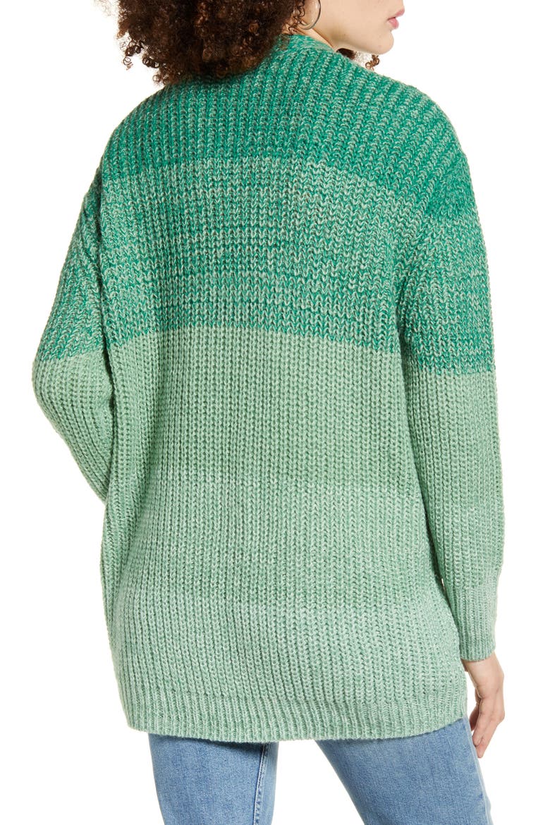 Ombré Cardigan, Alternate, color, GREEN LAKE OMBRE