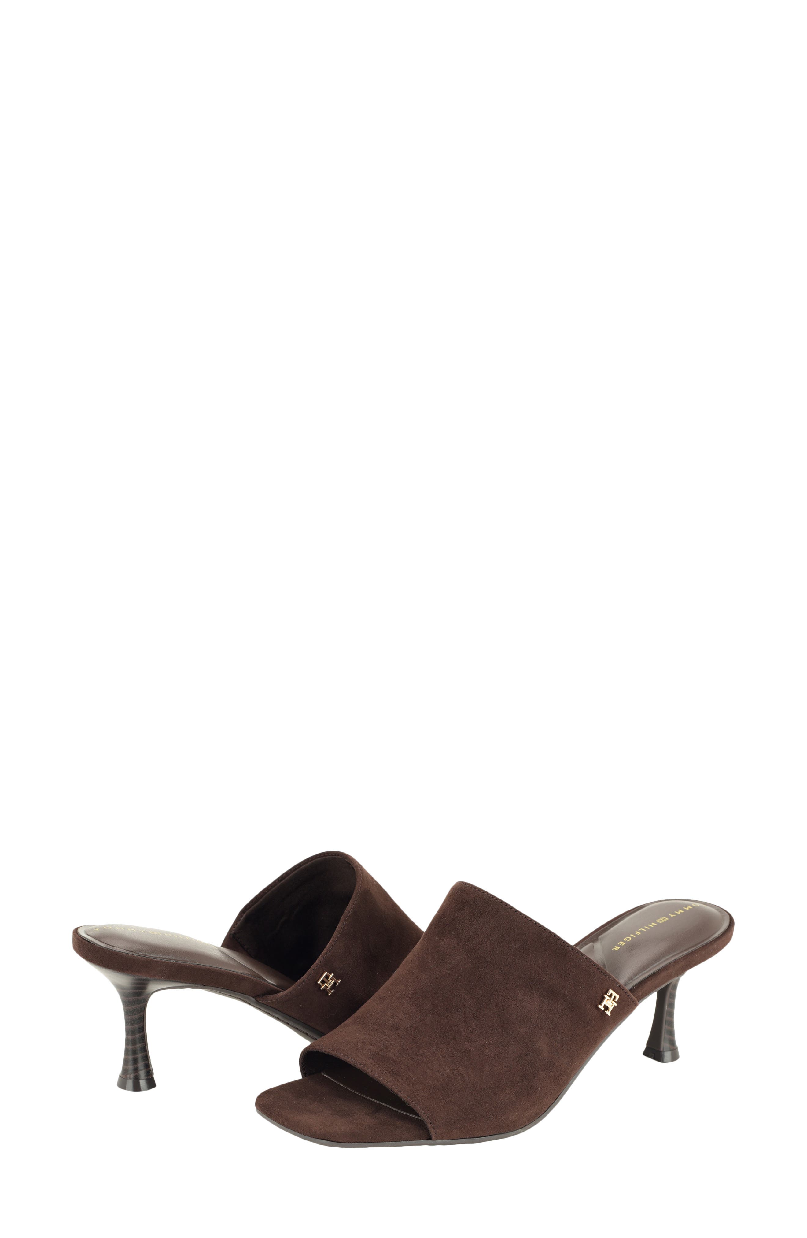 Sassey Faux Leather Slide Sandal, Alternate, color, DARK BROWN