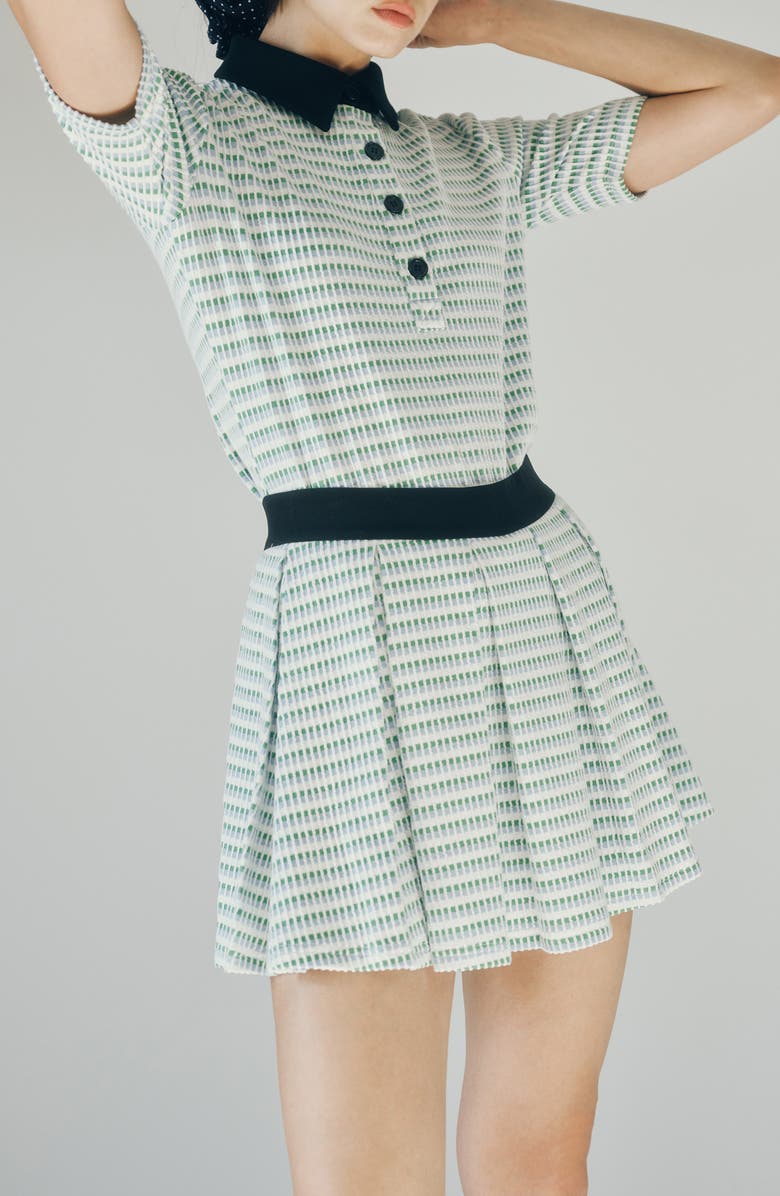 MAUDE CLUB Hyatt Geo Print Pleated Mini, Alternate, color, White Light Blue Multi