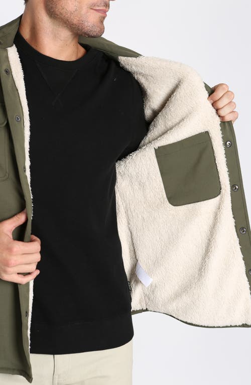 Jachs Windsor Performance Faux Shearling Lined Shirt Jacket In Green