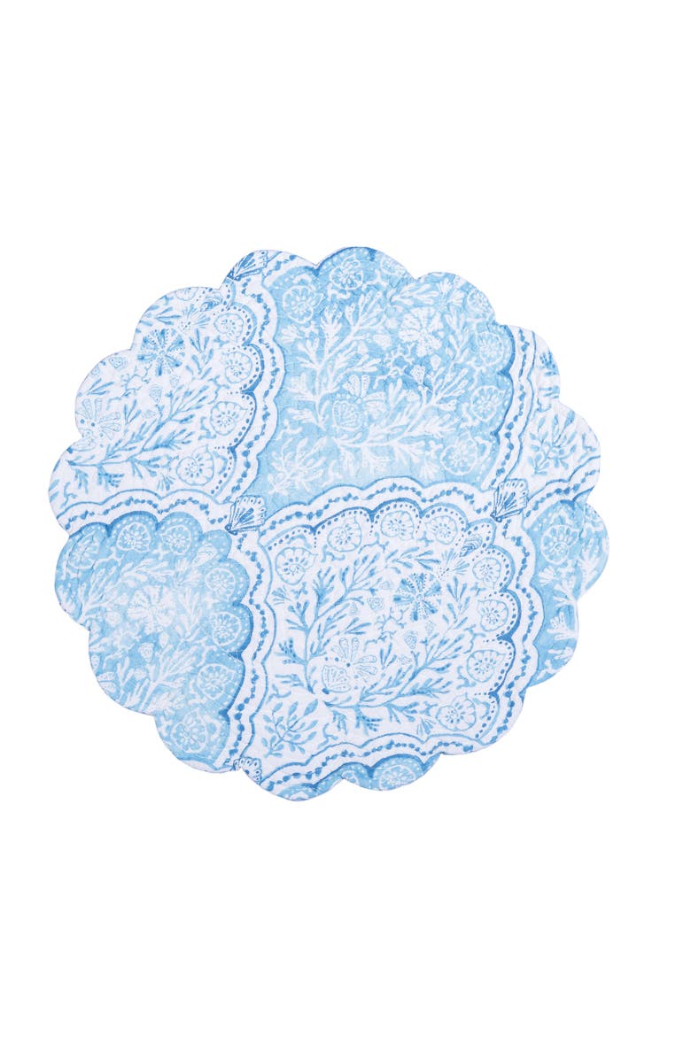 C&F Home Chinoiserie Coast Reversible Machine Washable Round Quilt Placemats Set of 6, Alternate, color, Blue