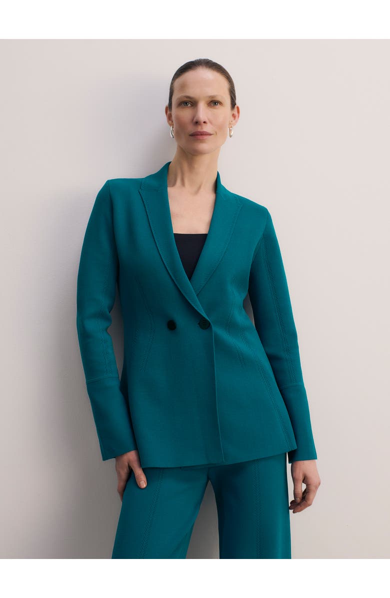 The Fold Somerton Sculpt Knit Blazer, Main, color, Blue