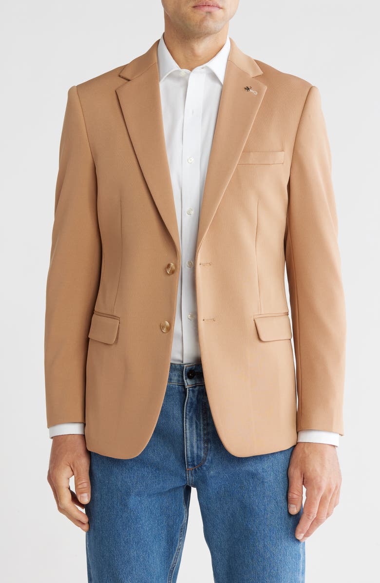 Scotch & Soda Textured Knit Blazer, Main, color, Camel