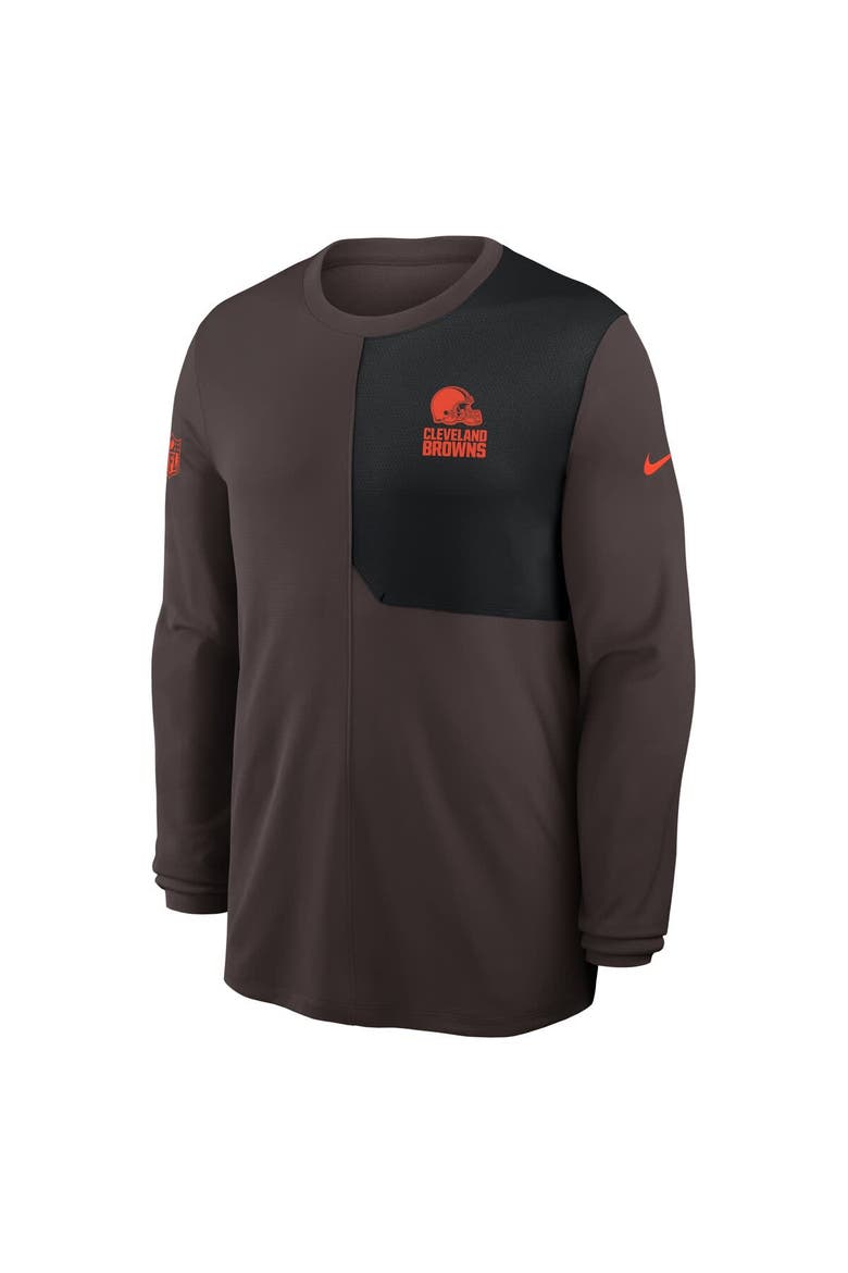 Men's Nike Brown Cleveland Browns Sideline Coach UV Performance Long Sleeve T-Shirt, Alternate, color, Brown