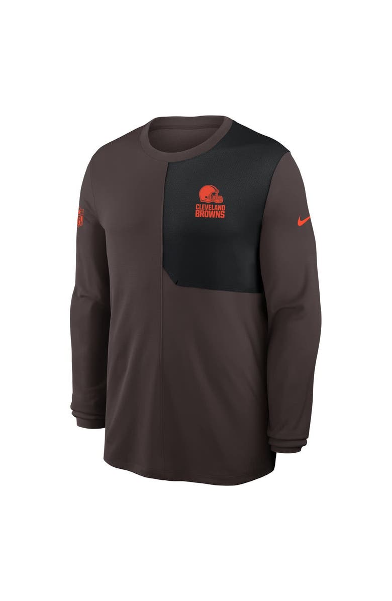 Nike Men's Nike Brown Cleveland Browns Sideline Coach UV Performance Long Sleeve T-Shirt, Alternate, color, Brown