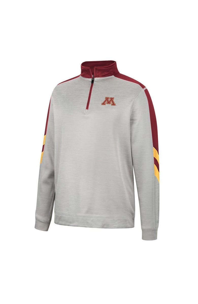 COLOSSEUM Men's Colosseum Gray/Maroon Minnesota Golden Gophers Bushwood Fleece Quarter-Zip Jacket, Alternate, color,