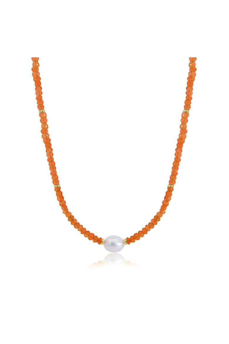 Carnelian Bead Pearl Necklace, Main, color, Orange