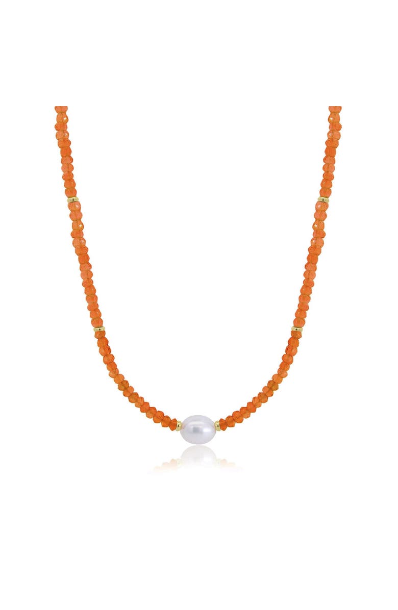 The Lovery Fine Jewelry Carnelian Bead Pearl Necklace, Main, color, Orange