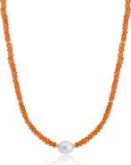 The Lovery Fine Jewelry Carnelian Bead Pearl Necklace