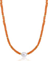 The Lovery Fine Jewelry Carnelian Bead Pearl Necklace