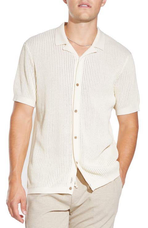 Foskor Short Sleeve Cotton Knit Button-Up Shirt