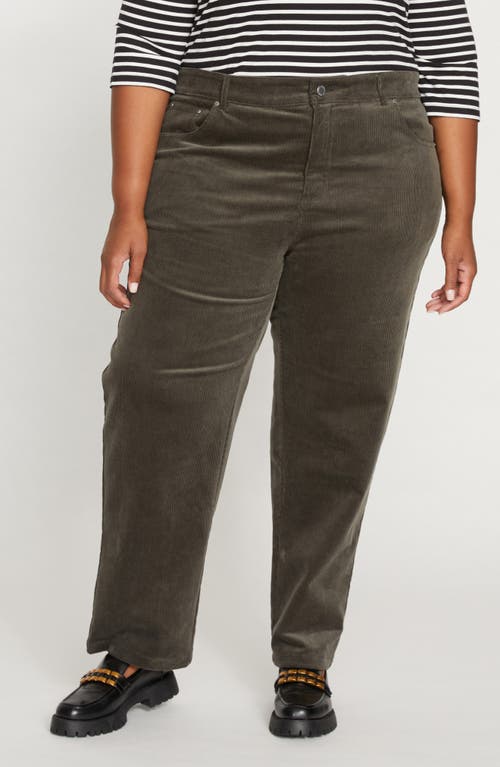 Universal Standard Cassidy High Waist Corduroy Straight Leg Pants in Nori 