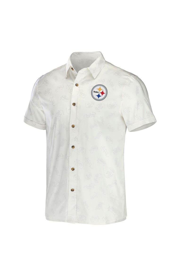 Men's NFL x Darius Rucker Collection by Fanatics White Pittsburgh Steelers Woven Button-Up T-Shirt, Alternate, color, White